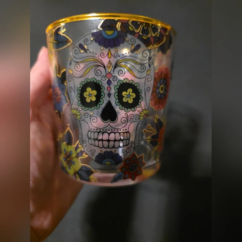 Colorful Sugar Skull Glass